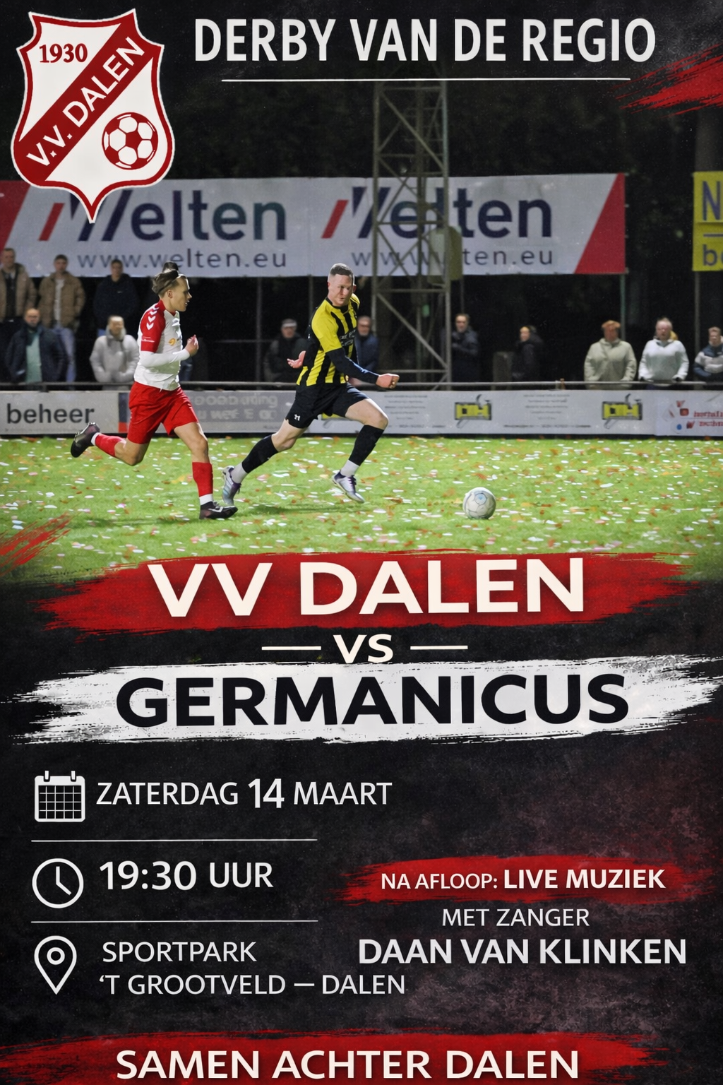 Dalen 1 speelt zaterdagavond thuisderby tegen Germanicus