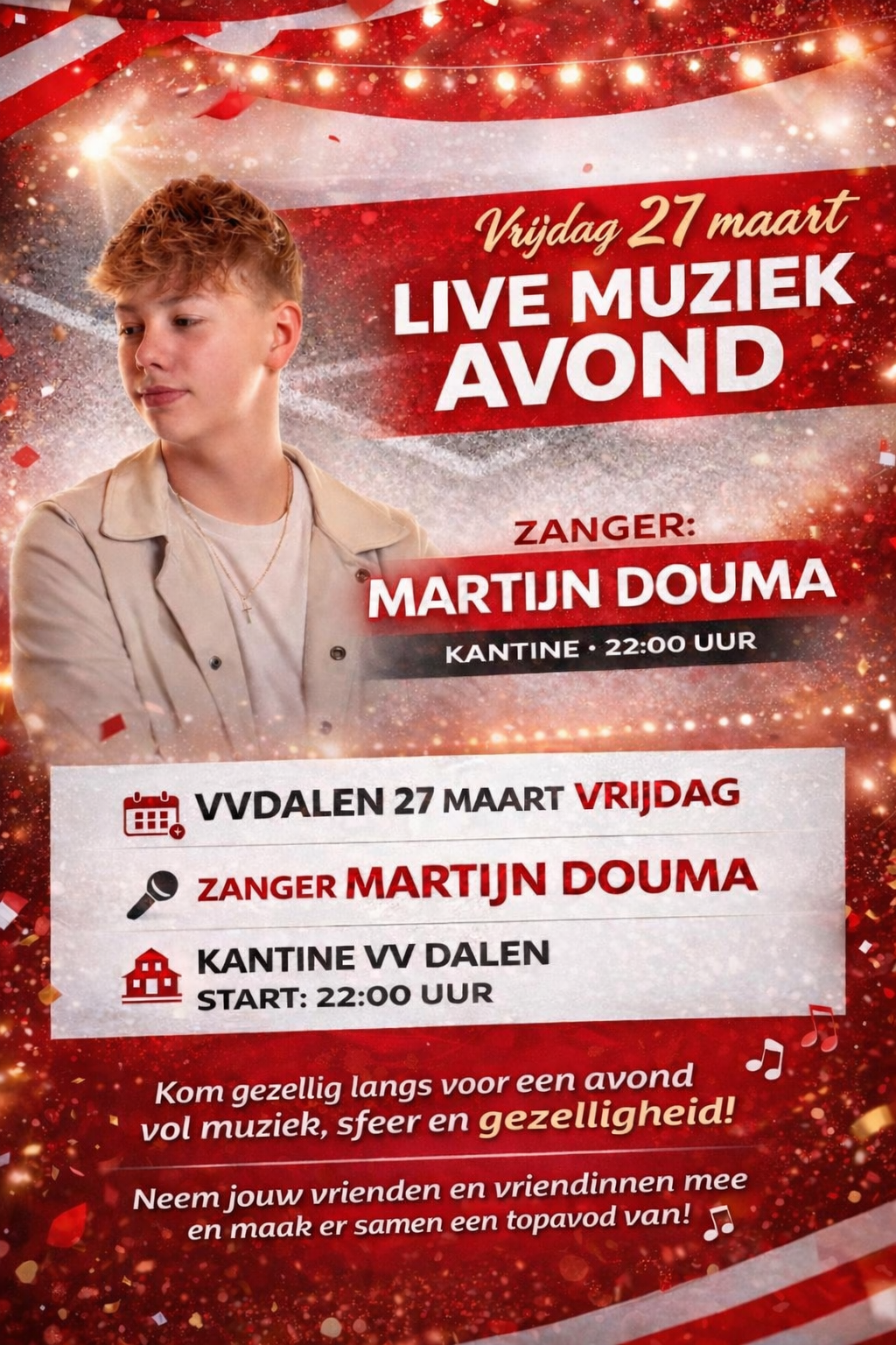 Martijn Douma treedt vrijdagavond op in kantine na 7x7 voetbal