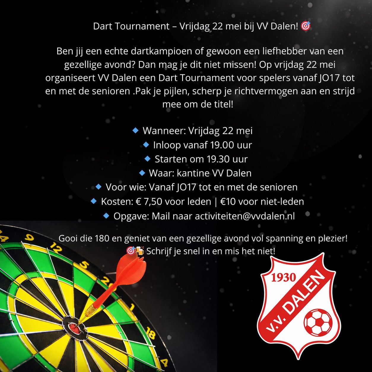 Meld je aan voor Dart Tournament